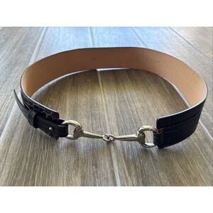 Harold's Brown Leather Alligator Stamped Belt XS Made In Italy 31"